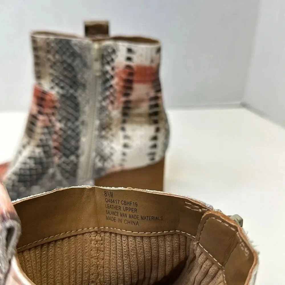 Korks Leland Boots Ankle Booties Leather Heeled Snake Print Brown Tan Size 8.5 - Picture 8 of 11
